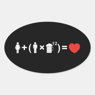 The Love Equation for Men Oval Sticker