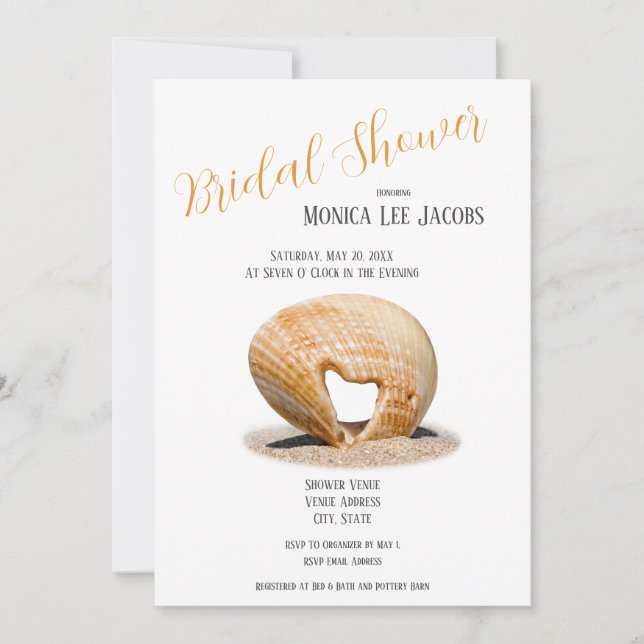 The Love Heart Shell, Bridal Shower Invitation (Front)