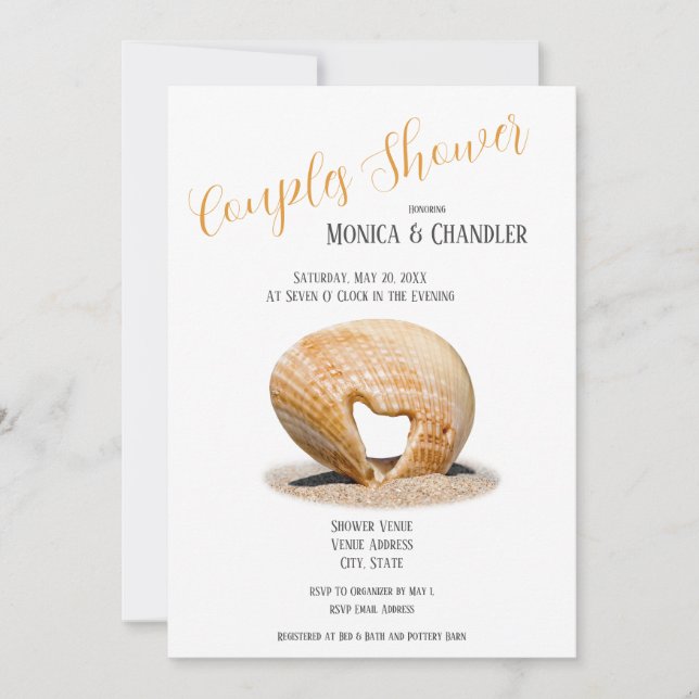 The Love Heart Shell, Couple Shower Invitation (Front)