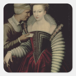 The Love Letter, a Lady with her Maid Square Sticker