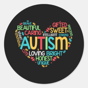 The Love Of Autism Awareness Beautiful Sweet Carin Classic Round Sticker