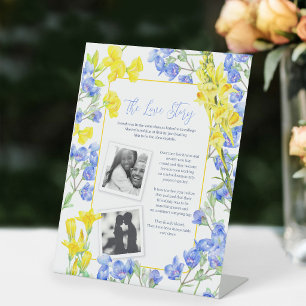 The love story wildflower wedding guest info pedestal sign