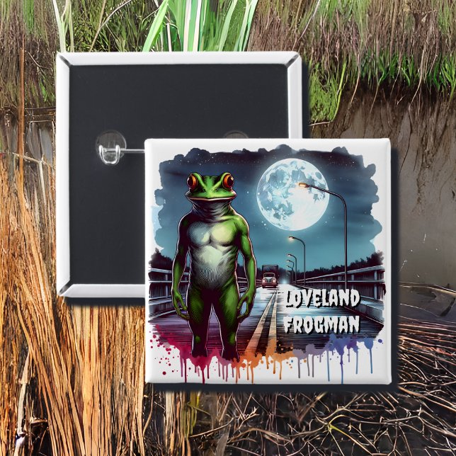 The Loveland Frogman | Ohio Cryptid 15 Cm Square Badge (Creator Uploaded)