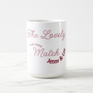 the lovely match pink name date pastel wedding ret coffee mug