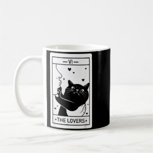 The Lovers Cat Humour Tarot Card Halloween Black Coffee Mug