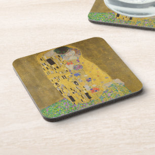 The Lovers Kissing Embrace by Gustav Klimt Coaster