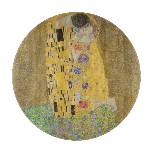 The Lovers Kissing Embrace by Gustav Klimt Cutting Board (Front)
