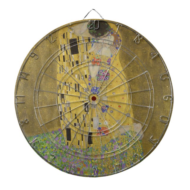 The Lovers Kissing Embrace by Gustav Klimt Dartboard (Front)