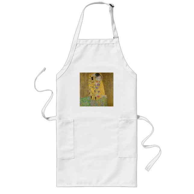 The Lovers Kissing Embrace by Gustav Klimt Long Apron (Front)