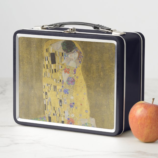 The Lovers Kissing Embrace by Gustav Klimt Metal Lunch Box (In Situ)
