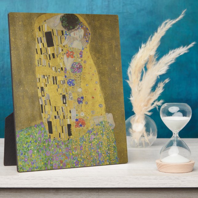 The Lovers Kissing Embrace by Gustav Klimt Plaque (Side)