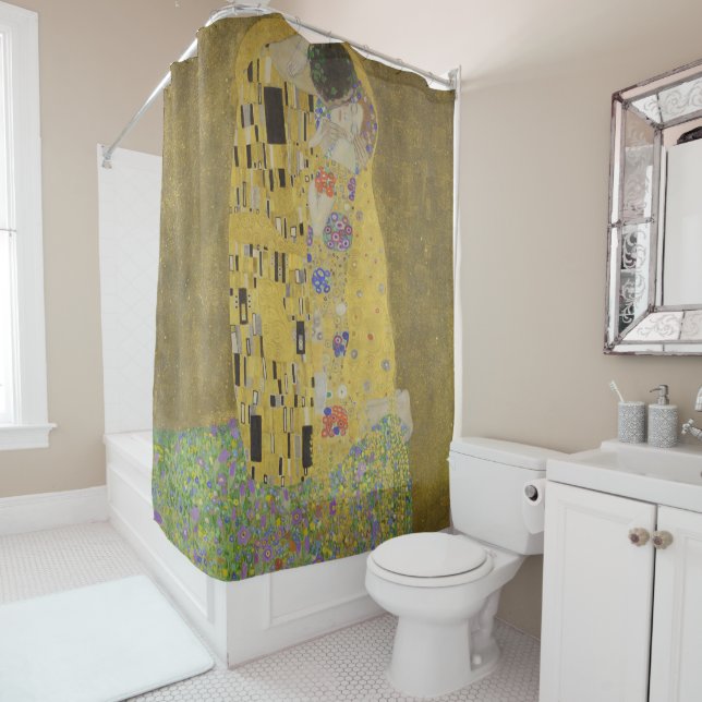 The Lovers Kissing Embrace by Gustav Klimt Shower Curtain (In Situ)