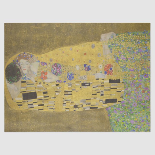 The Lovers Kissing Embrace by Gustav Klimt Tissue Paper (Front)