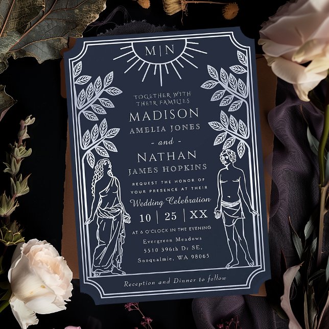 The Lovers Silver Tarot Card Wedding Invitation (Creator Uploaded)