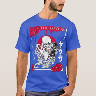 The Lovers Skeletons Japanese Kanji Red Flower Ros T-Shirt