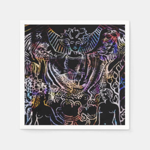 The Lovers Tarot Card Black Napkin