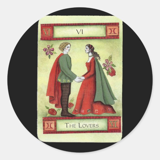 "The Lovers" tarot card Classic Round Sticker (Front)