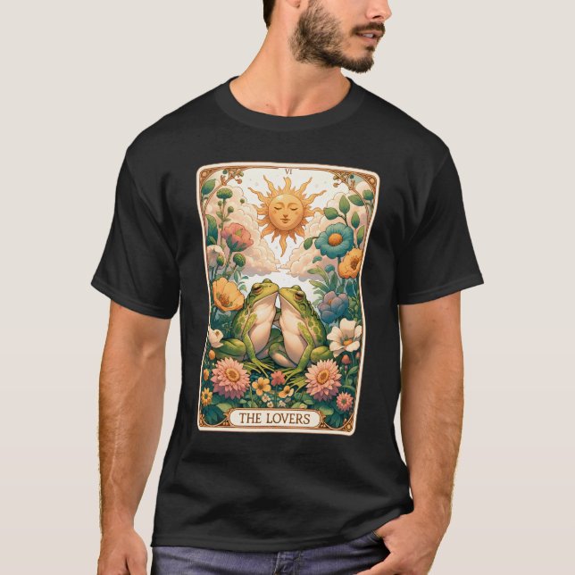 The Lovers Tarot Card Frog Goblincore  Aesthetic T-Shirt (Front)