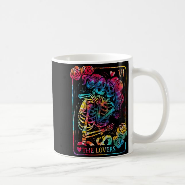 The Lovers Tarot Card Gothic Occult Kissing Skelet Coffee Mug (Right)