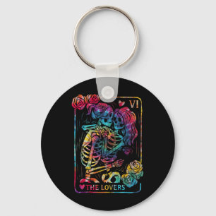 The Lovers Tarot Card Gothic Occult Kissing Skelet Key Ring