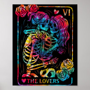 The Lovers Tarot Card Gothic Occult Kissing Skelet Poster