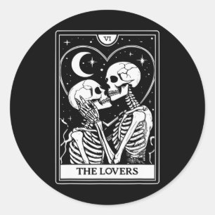 The Lovers Tarot Card - Kissing Skeletons - Hallow Classic Round Sticker