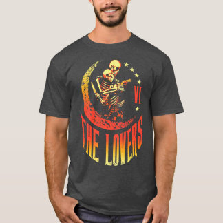 The Lovers Tarot Card Skeleton Moon Crescent Outla T-Shirt
