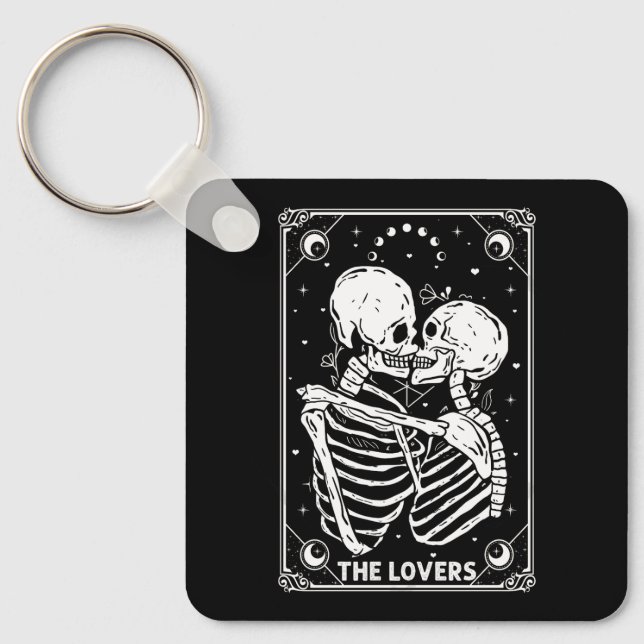 The Lovers Tarot Card Skeleton Valentine Gothic Ha Key Ring (Front)