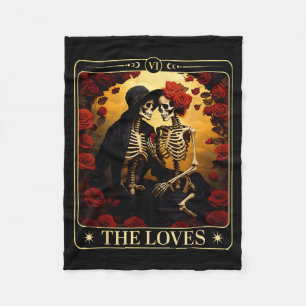 The Lovers Tarot Card Skeleton Valentine Halloween Fleece Blanket