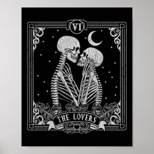 The Lovers Tarot Card Skeleton Valentines Hallowee Poster