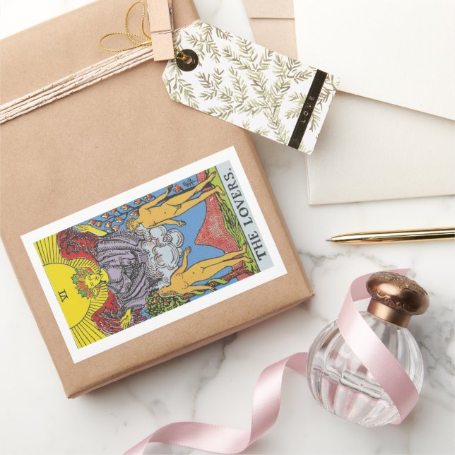 The Lovers Tarot Card Tarots Reading Rectangular Sticker (Gifting)