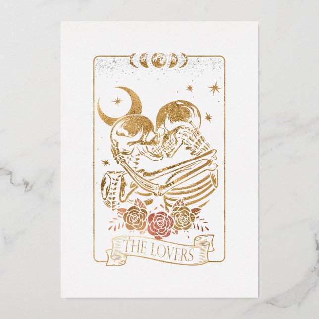 The Lovers Tarot Card Vintage Skull Halloween Goth (Front)
