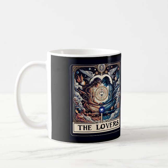 THE LOVERS Tarot Celestial Man & Woman Soulmates Coffee Mug (Left)
