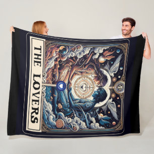 THE LOVERS Tarot Celestial Man & Woman Soulmates Fleece Blanket