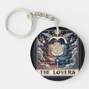 THE LOVERS Tarot Celestial Man & Woman Soulmates Key Ring