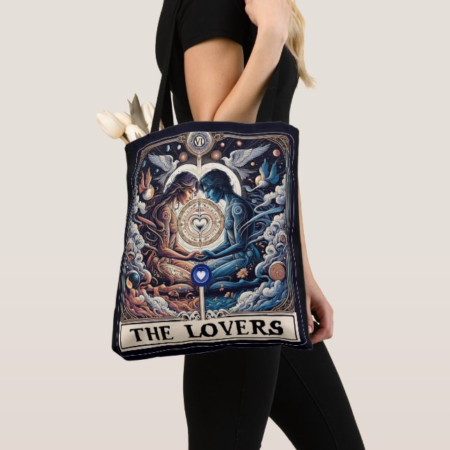THE LOVERS Tarot Celestial Man & Woman Soulmates Tote Bag (Close Up)
