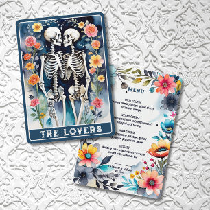 The Lovers Tarot Skeletons Floral Gothic Wedding Menu