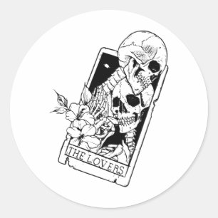The Lovers Tarots Skeleton Classic Round Sticker