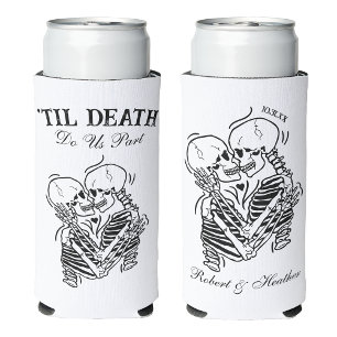 The Lovers Til Death Gothic Wedding Personalised Seltzer Can Cooler