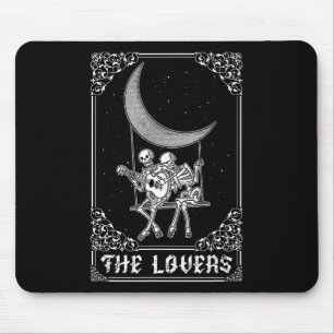 The Lovers Vintage Tarot Card Gothic Halloween Ske Mouse Pad