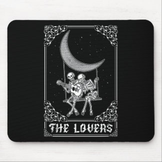 The Lovers Vintage Tarot Card Gothic Halloween Ske Mouse Pad