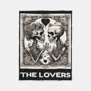 The Lovers Vintage Tarot Card Skeleton Goth Hallow Fleece Blanket
