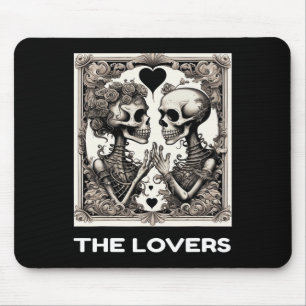 The Lovers Vintage Tarot Card Skeleton Goth Hallow Mouse Pad