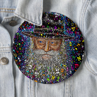 The Lubavitcher Rebbe made of Hebrew Letters 6 Cm Round Badge