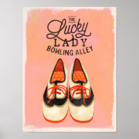 "The Lucky Lady Bowling Alley" Cool Retro Art