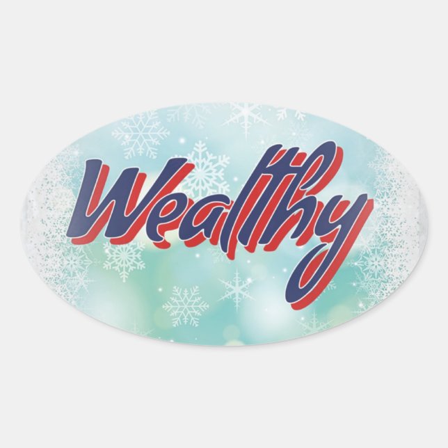 The Lucky Mantras: Happy Healthy Wise and Wealthy Oval Sticker (Front)