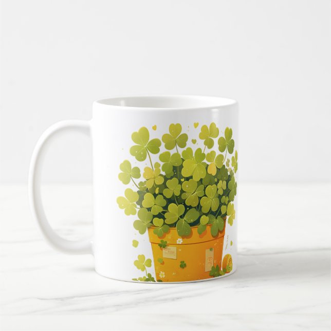 The Lucky Pot of Clover Coffee Mug (Left)