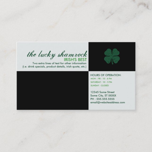 the lucky shamrock : hi-fi divisions : business card (Front)