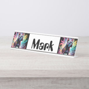 The Luminous Sentinel: A Holographic Staffordshire Desk Name Plate