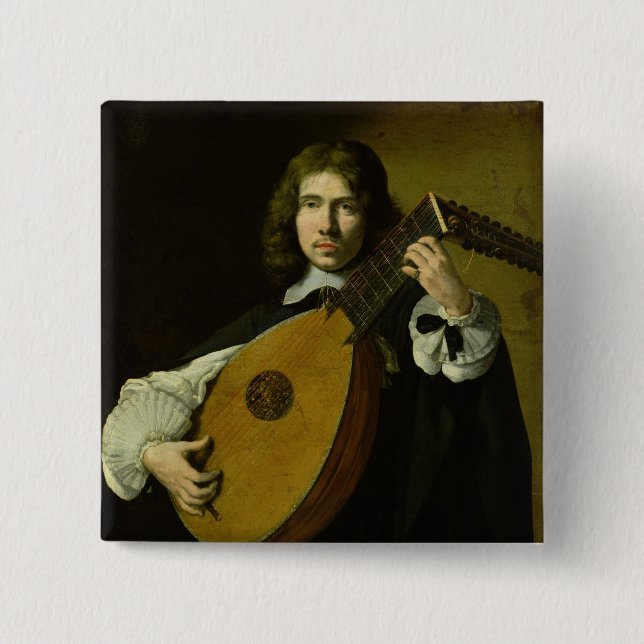 The Lute-Player 15 Cm Square Badge (Front)